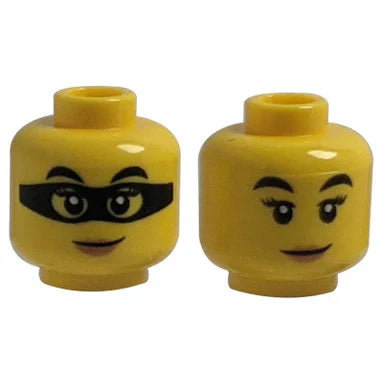 LEGO® minifigure head with a black robber mask