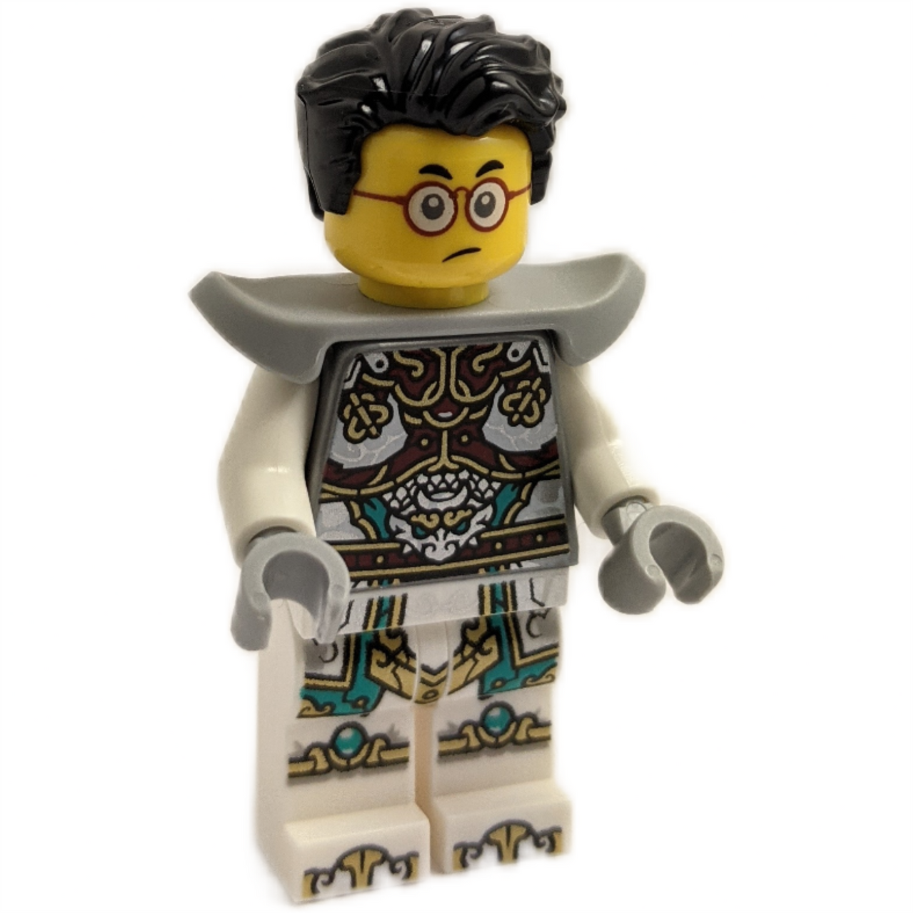 LEGO® Mr. Tang minifigure from the Monkie Kid theme in Power Up outfit, featuring detailed armor, vibrant printing, and a determined expression—perfect for action-packed LEGO® adventures.