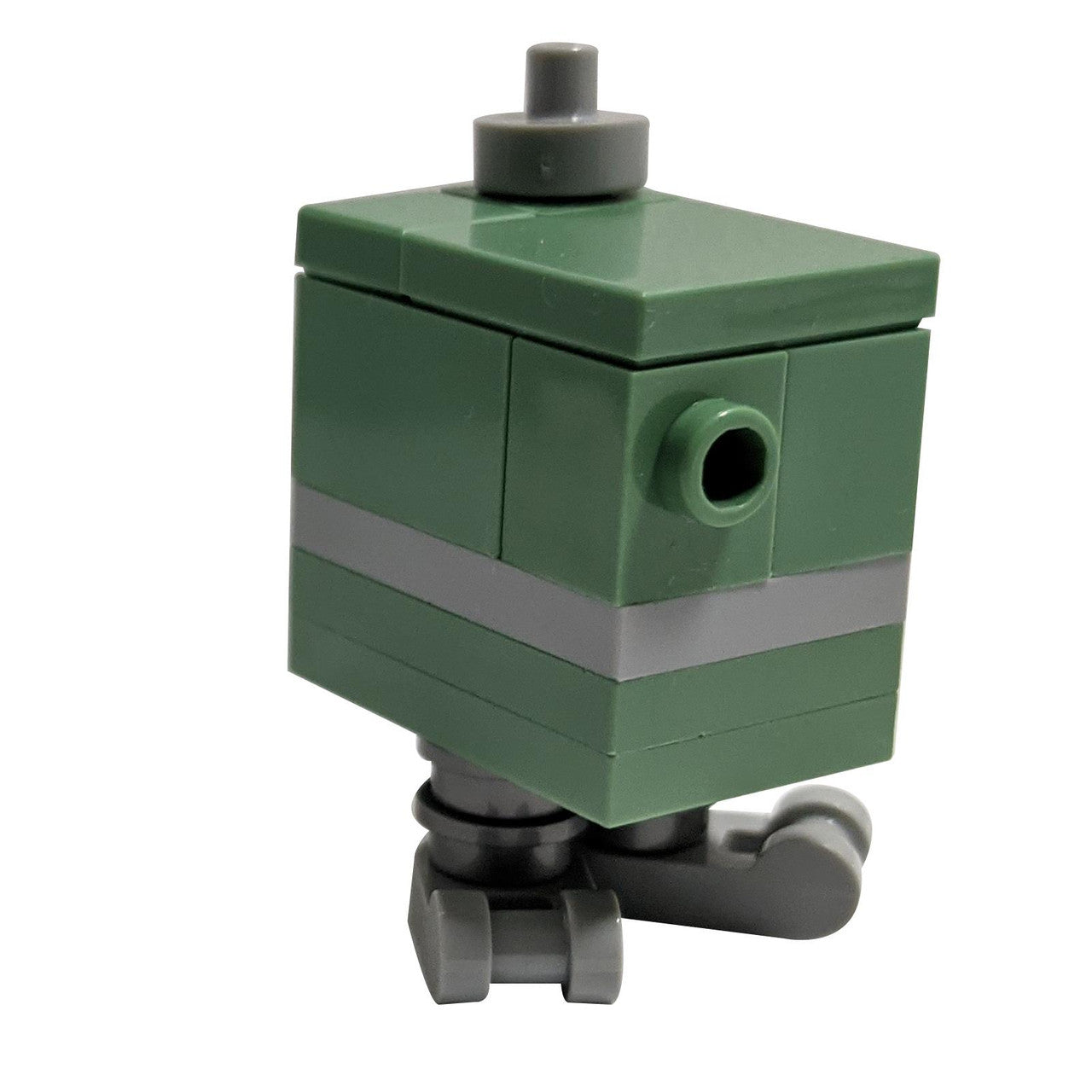 LEGO® Gonk Droid Minifigure in green with gray detailing, featuring a boxy design and mechanical legs from the Star Wars collection.