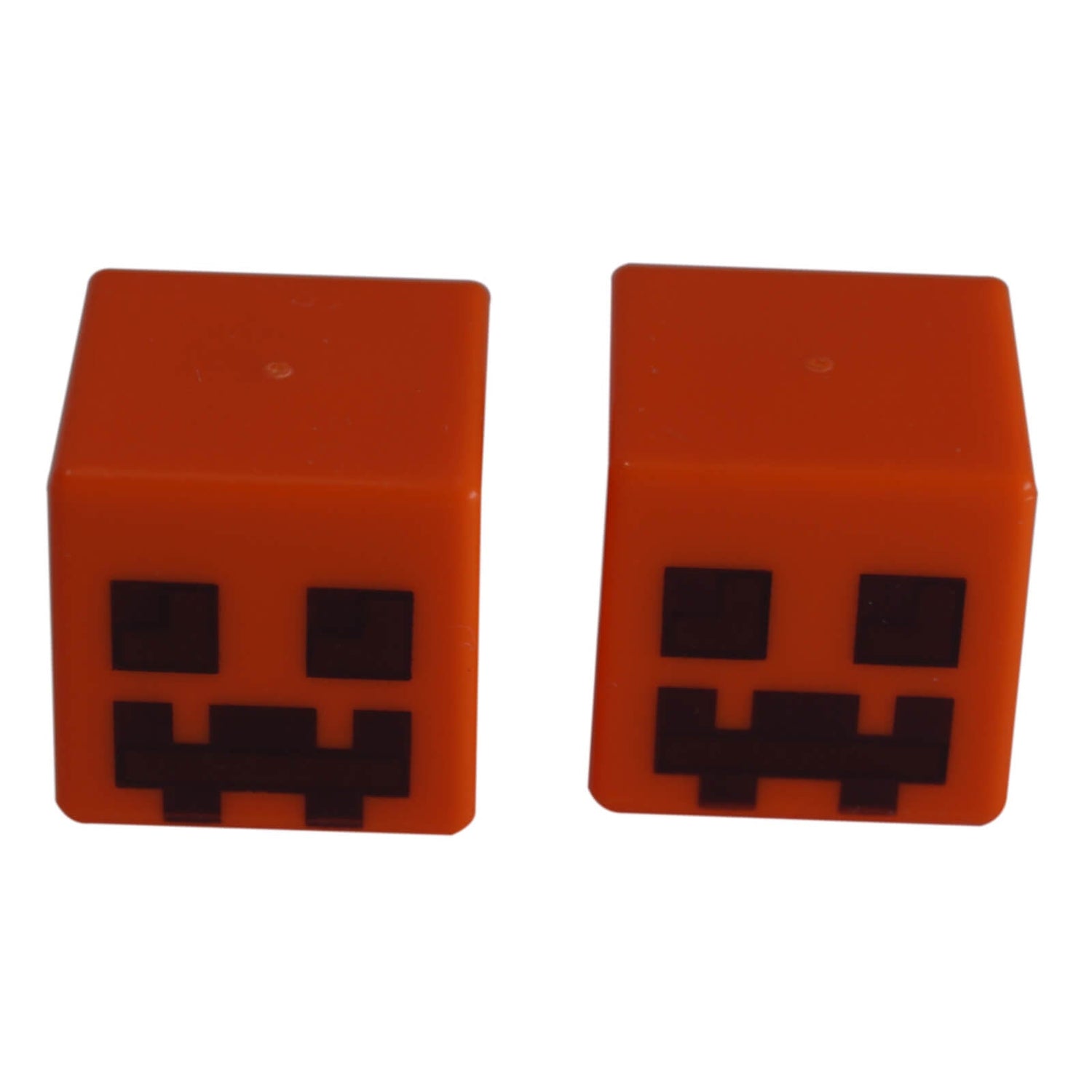 Close-up of a LEGO® Minecraft pumpkin head