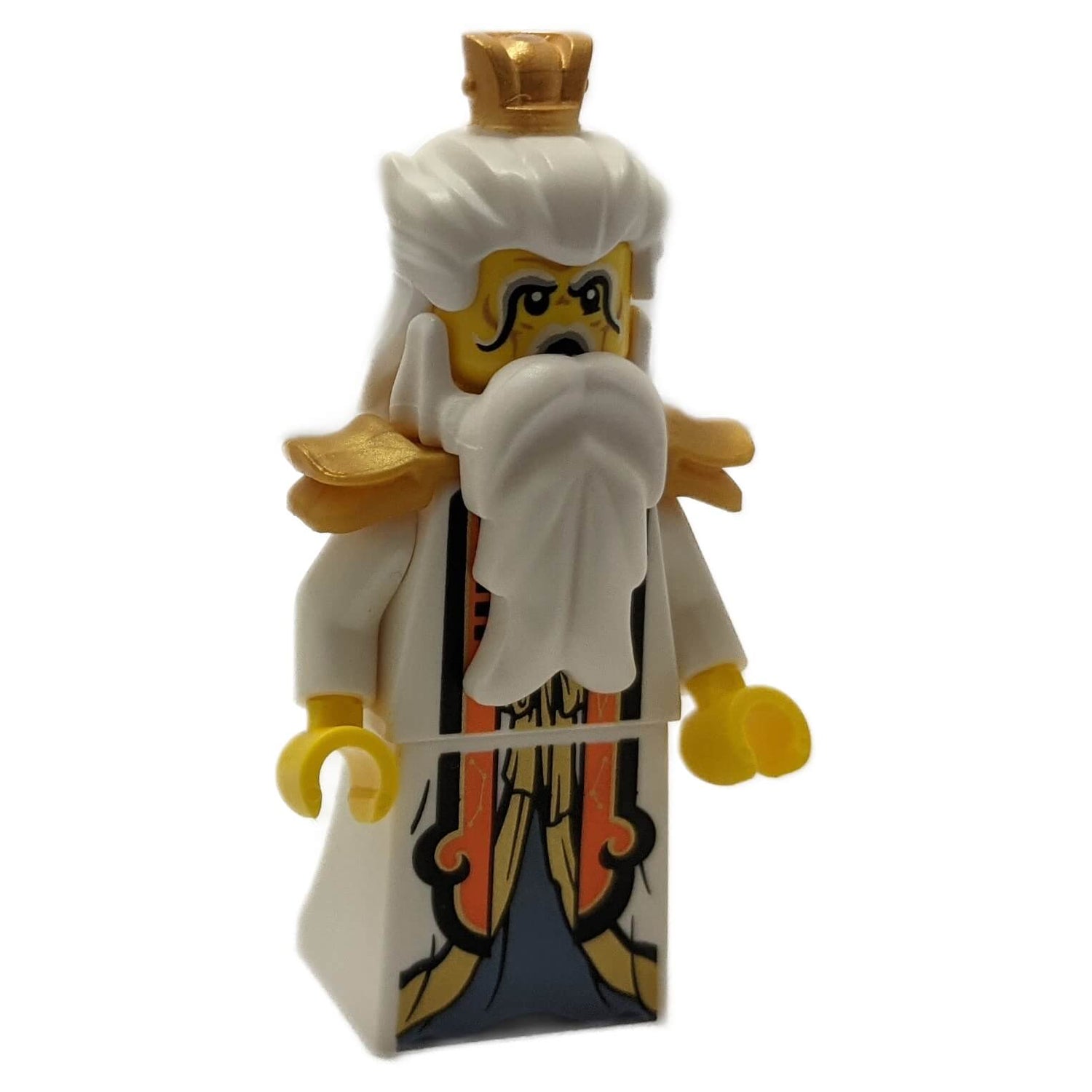 Complete LEGO® Monkie Kid minifigure collection featuring Taishang Laojun, showcasing a detailed design with traditional robes, long beard, and mystical accessories, alongside other iconic characters from the Monkie Kid theme.