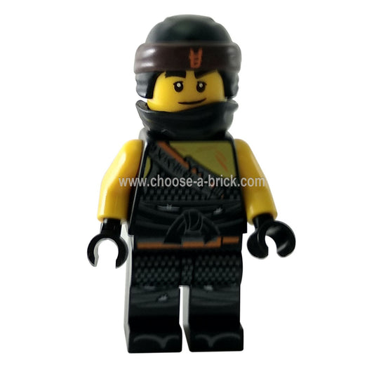 LEGO Minifigure Cole - Hunted, Orange Asian Symbol on Bandana - njo460new (front view highlighting orange bandana)