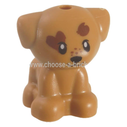 LEGO Friends Dog - Medium Nougat Puppy with Dark Brown Heart on Face - Standing LEGO Animal