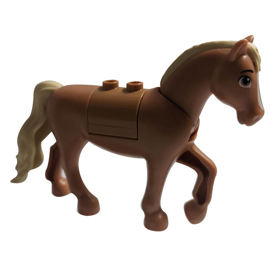 Horse with 2 x 2 Cutout - Tan Tail and Mane, Printed White Blaze Pattern