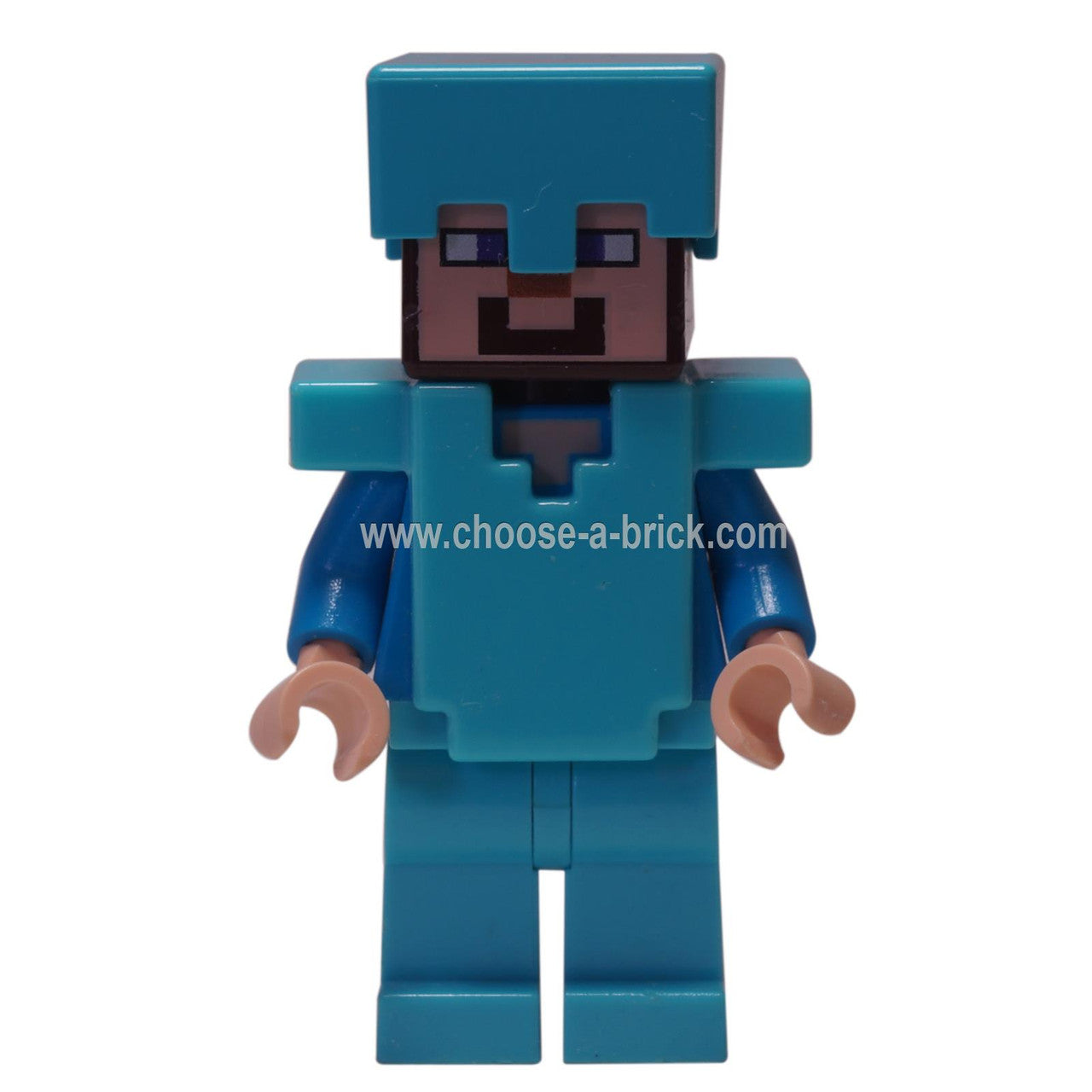 LEGO Minifigure - Steve with Medium Azure Helmet and Armor (21117)