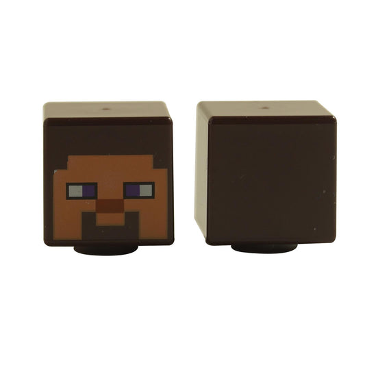 Dunkelbraun Minifigur, Kopf, Modifizierter Würfel mit Minecraft-Steve-Gesichtsmuster 