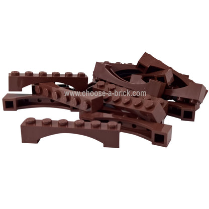 LEGO Part Arch 1 x 6 Raised Arch - Reddish Brown - lego92950rbrownnew