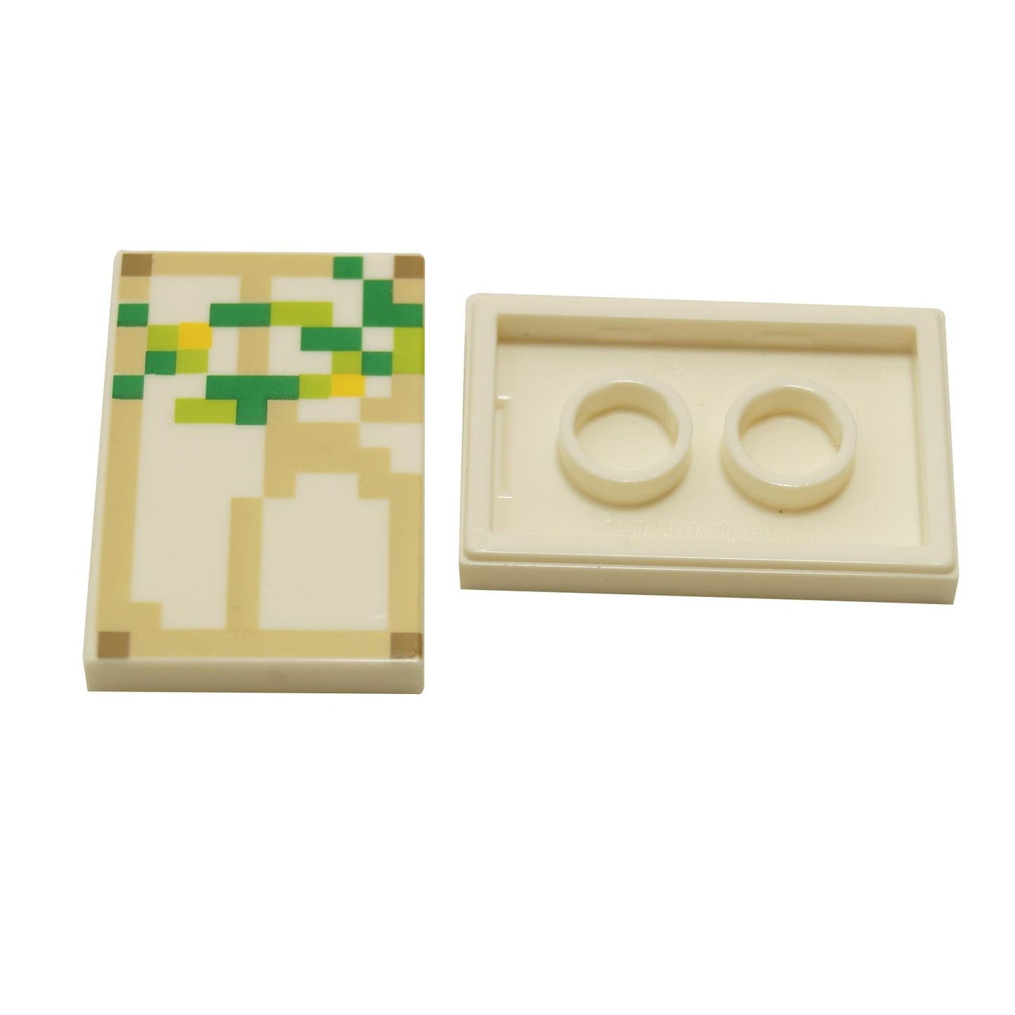 Fliese 2 x 3 mit pixeliertem Grün, Limette, Beige und Gelb Muster (Minecraft Eisen-Golem) 