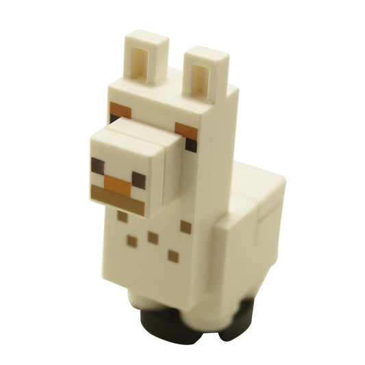 Minecraft Alpaka / Lama, Baby, Weiß mit Dunkel Tan Flecken - Aus Steinen Gebaut (Baby Lama) 