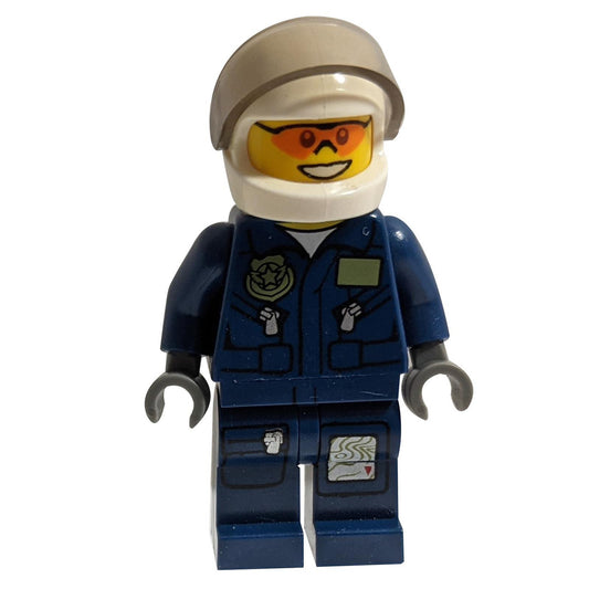 Forest Police - Helicopter Pilot, Dark Blue Flight Suit with Badge, Helmet