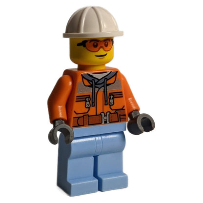 LEGO Minifigure Construction Worker in modern city design, with orange gear and helmet - cty1404new