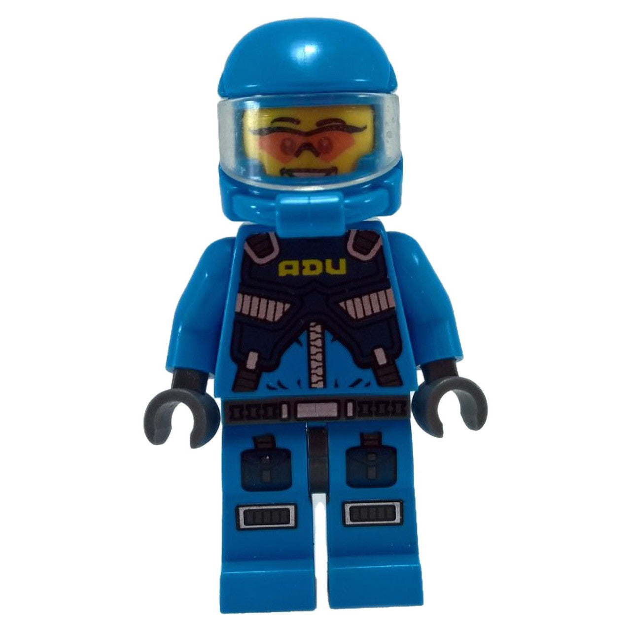 LEGO Minifigure Alien Defense Unit Soldier 1 - Dark Bluish Gray Hips - Front View.