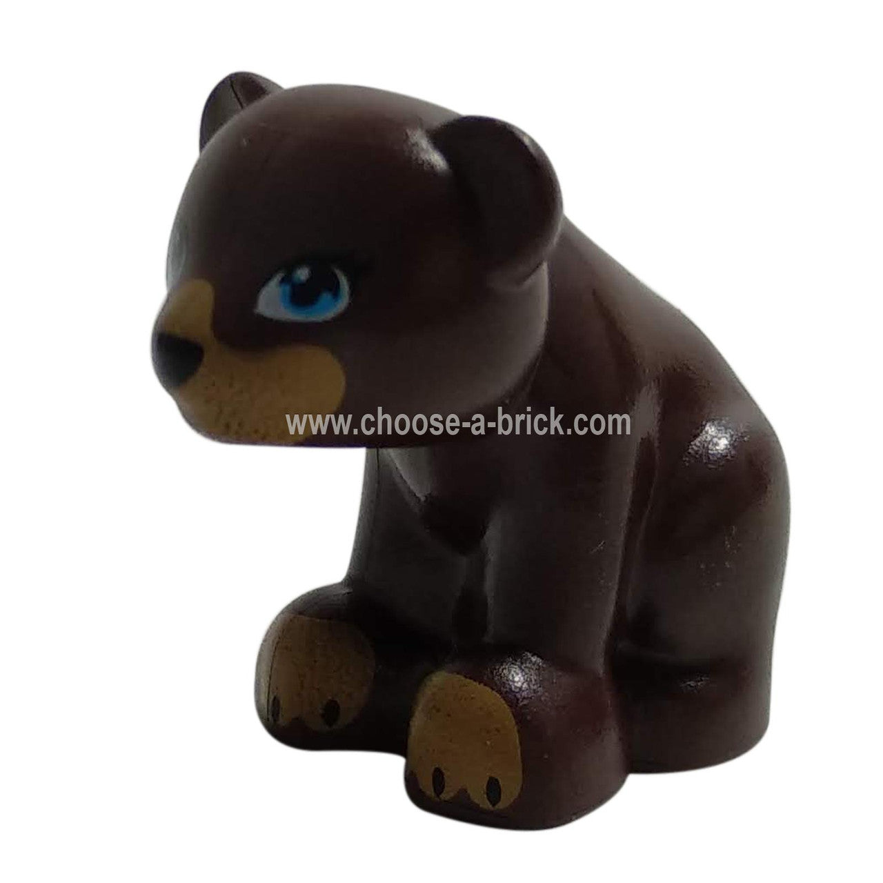 Dark Brown Bear, Cub, Sitting with Black Nose - LEGO Minifiure Animals,