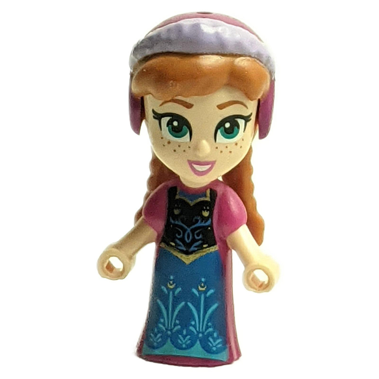 LEGO Minifigure Anna - Micro Doll, Magenta Dress - Front View.