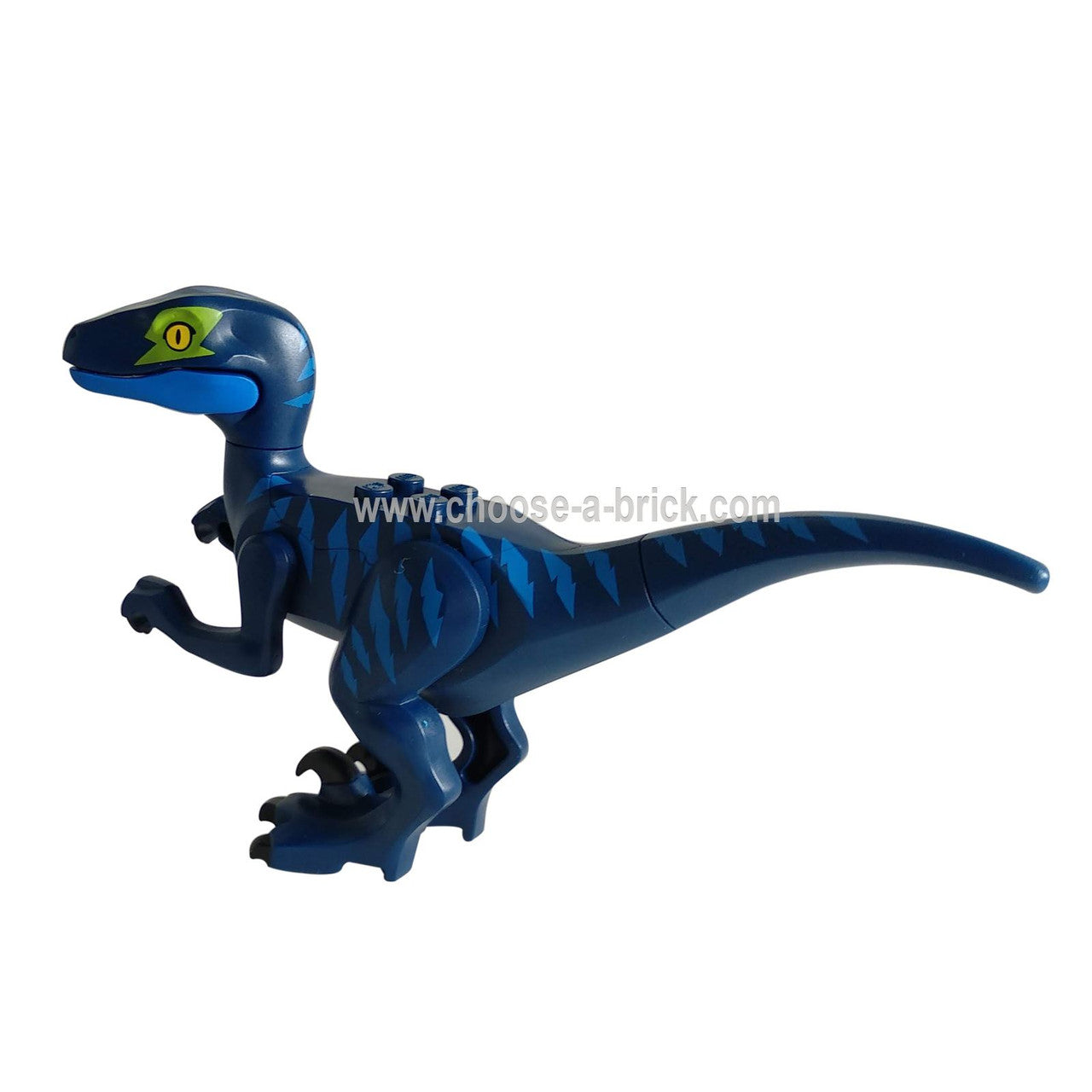 Dark Blue Raptor - Velociraptor with Lime Eye Patch - LEGO Minifigure Jurassic World