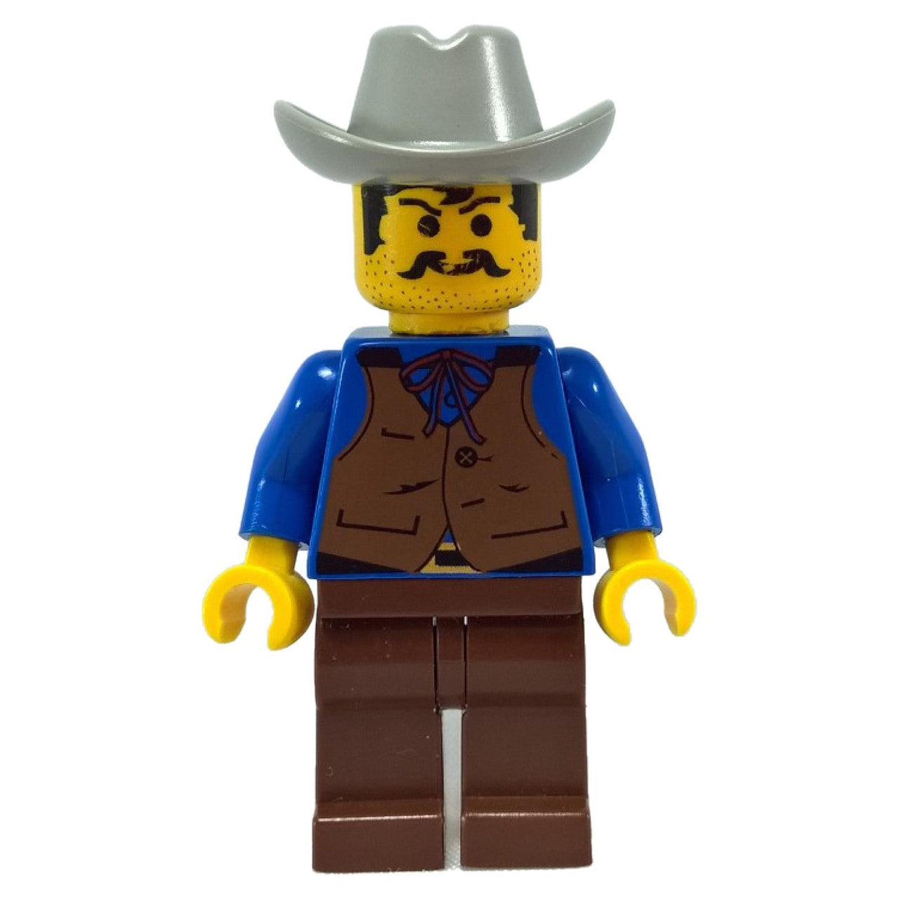 LEGO Minifigure Cowboy in blue shirt, rugged design with classic Western look - ww013