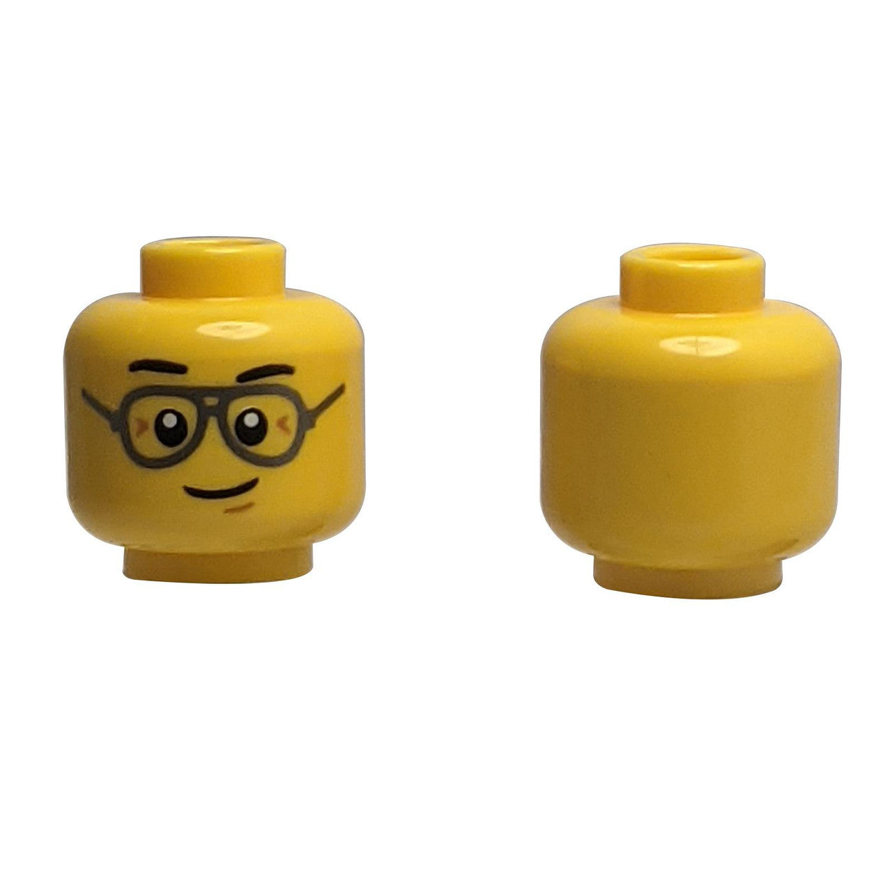 Minifigur Kopf mit Brille und Grinsen