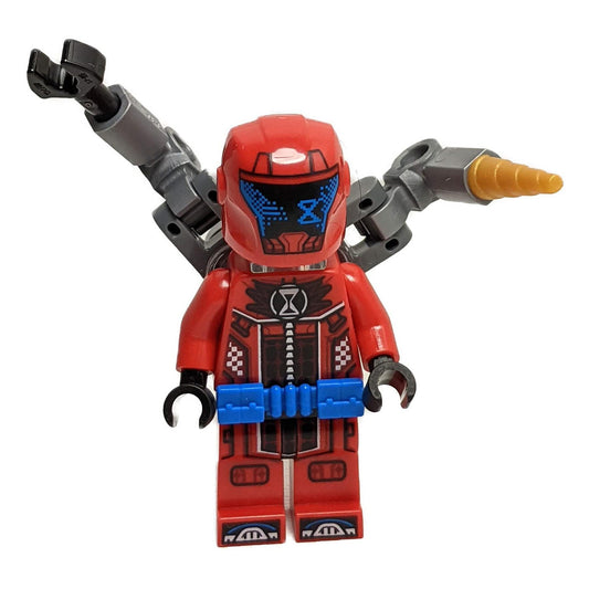 LEGO Minifigure Cooper in sleek racing design, vibrant red outfit with detailed prints - drm034new