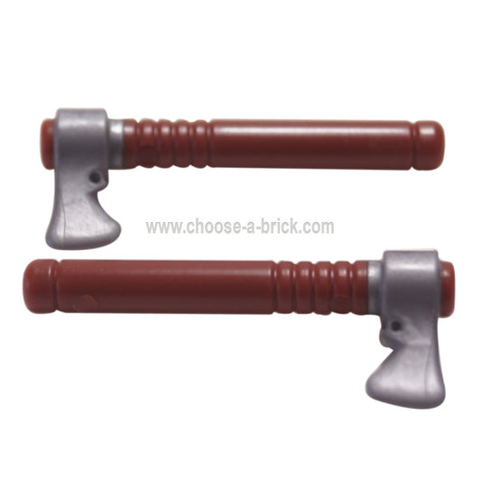 Dark Brown Minifigure, Weapon Tomahawk with Flat Silver Blade - LEGO parts and Pieces