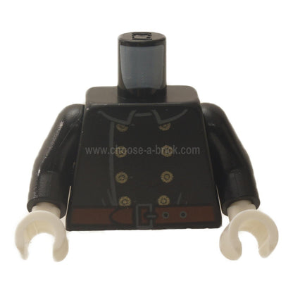  Black Torso Fire Uniform 8 Gold Buttons and Brown Belt Pattern - Black Arms - White Hands