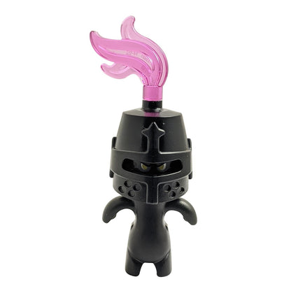 LEGO® Grimspawn minifigure with black helmet and trans-dark pink plume feather (DRM002)