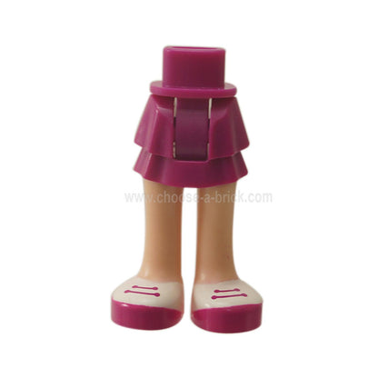 Mini Doll Hips and Skirt Layered, Light Nougat Legs and Magenta Shoes with White Tops and 2 Magenta Laces Pattern