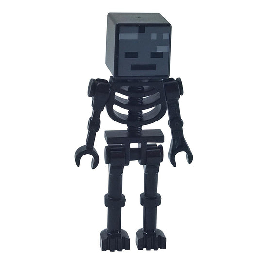 LEGO® Minecraft Wither Skeleton Minifigure – Black Skeleton with Square Skull and Straight Arms from The Nether.