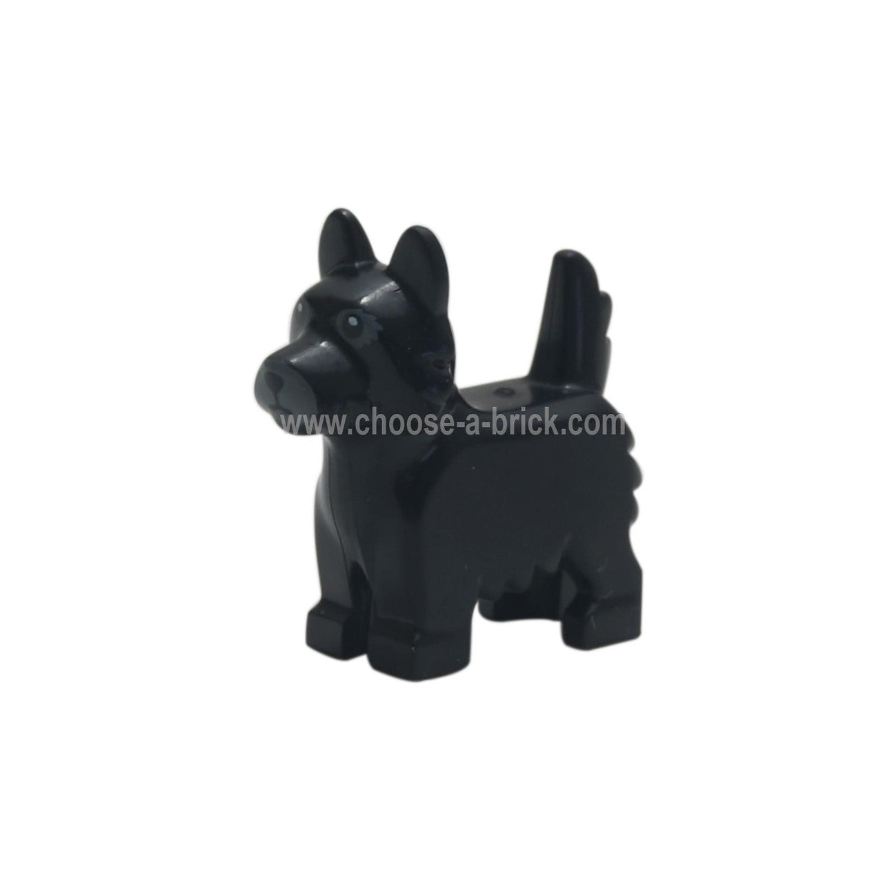 Black Dog, Terrier with Black Eyes and Nose on Gray Background Pattern - LEGO Minifigure 