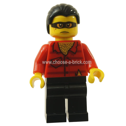 LEGO Minifigure Crook Vito in a red shirt, featuring a stubble face and classic mobster look - cty1205new