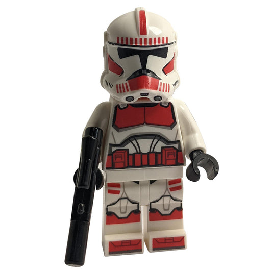 LEGO Minifigure Clone Shock Trooper, Coruscant Guard (Phase 2) - Nougat Head with weapon - sw1305wpnew (ready pose)