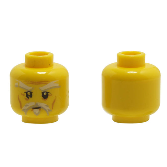 Minifigur Kopf – Weiß Augenbrauen, Bart & ernster Blick 