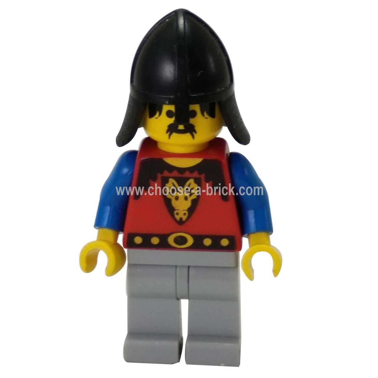 LEGO Minifigure Dragon Knights - Knight 1, Light Gray Legs, Black Neck-Protector - cas014, first view.