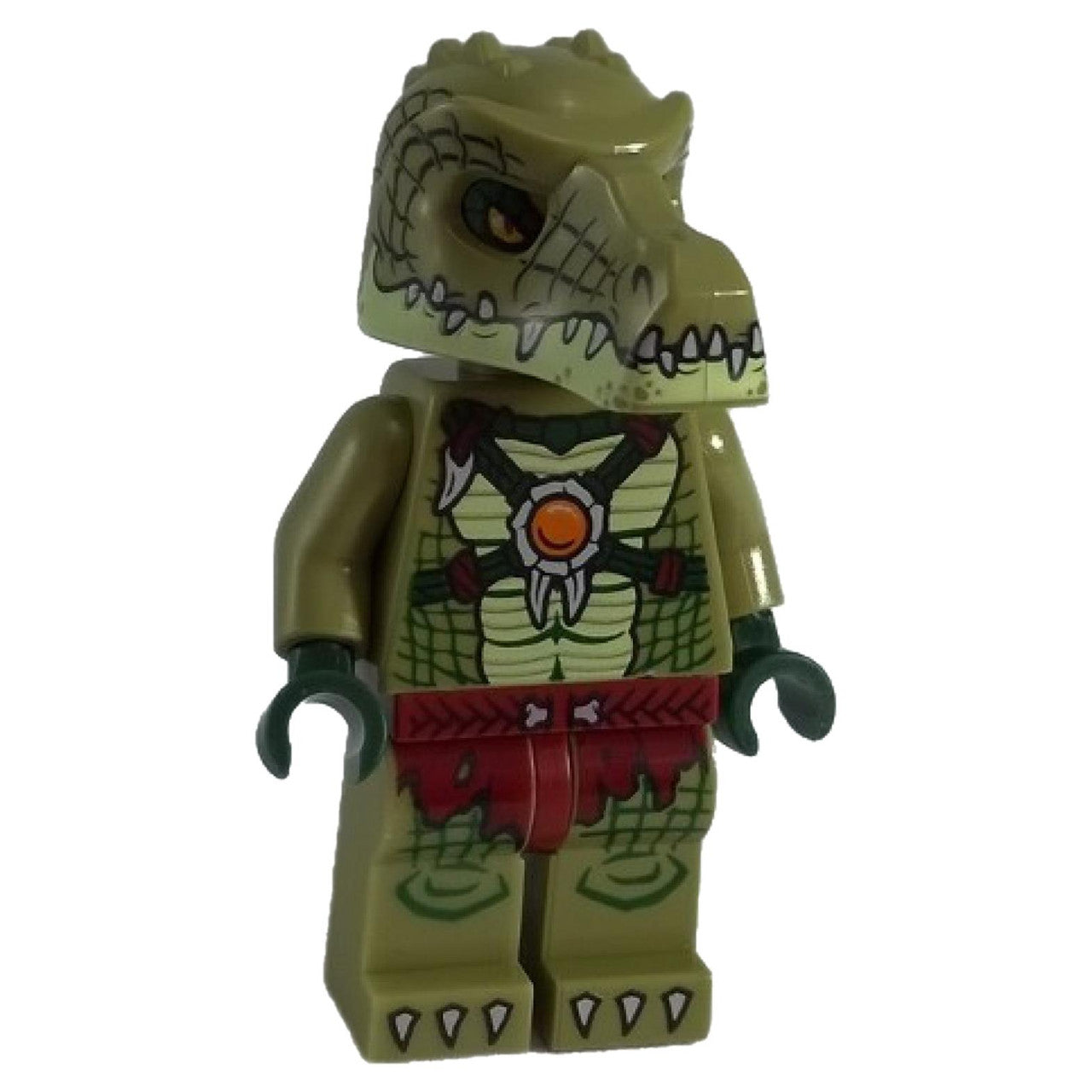 LEGO Minifigure Crocodile Warrior 2 in rugged crocodile-themed armor, ready for combat - loc123