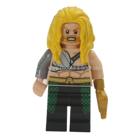 LEGO Minifigure Aquaman, Long Yellow Hair, Hook Hand - colsh03new