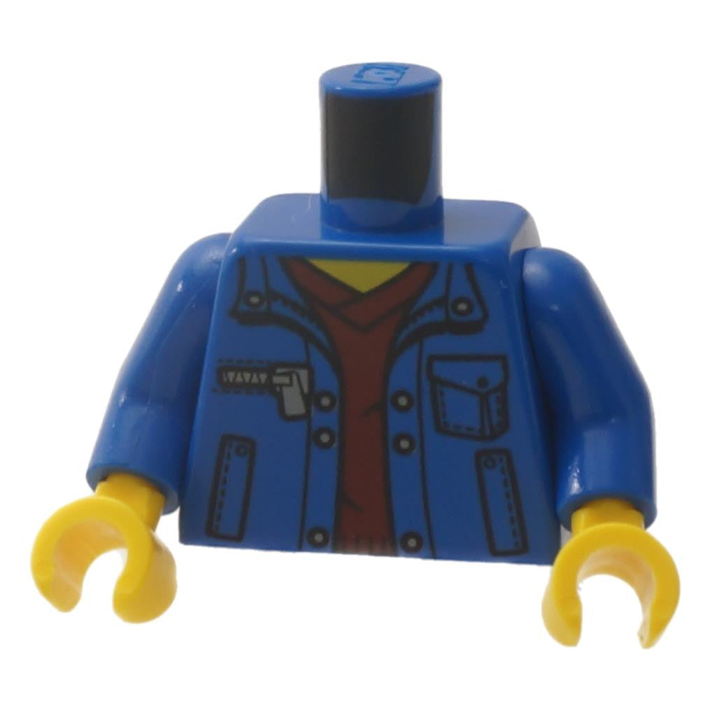 Torso Jacket with Pockets over Dark Red V-Neck Sweater Pattern / Blue Arms / Yellow Hands