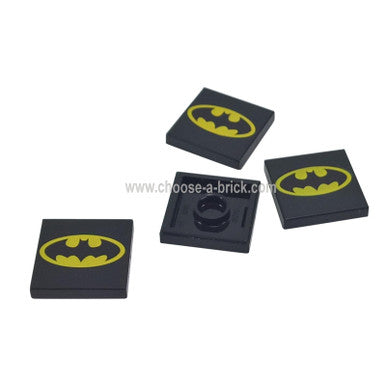 Schwarze Fliese 2 x 2 mit ovalem Batman-Logo-Muster 