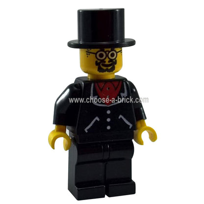 LEGO Minifigure - Lord Sam Sinister - Suit with 3 Buttons Black - Black Legs Top Hat