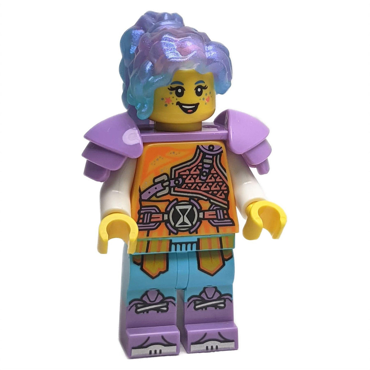 LEGO® DREAMZzz™ Minifigure Izzie (Isabel Christina Garcia) with Medium Lavender Shoulder Pads, Bright Outfit, and Energetic Expression