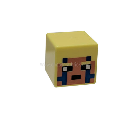 LEGO® Minecraft minifigure head with a pixelated face in medium nougat and dark azure colors.