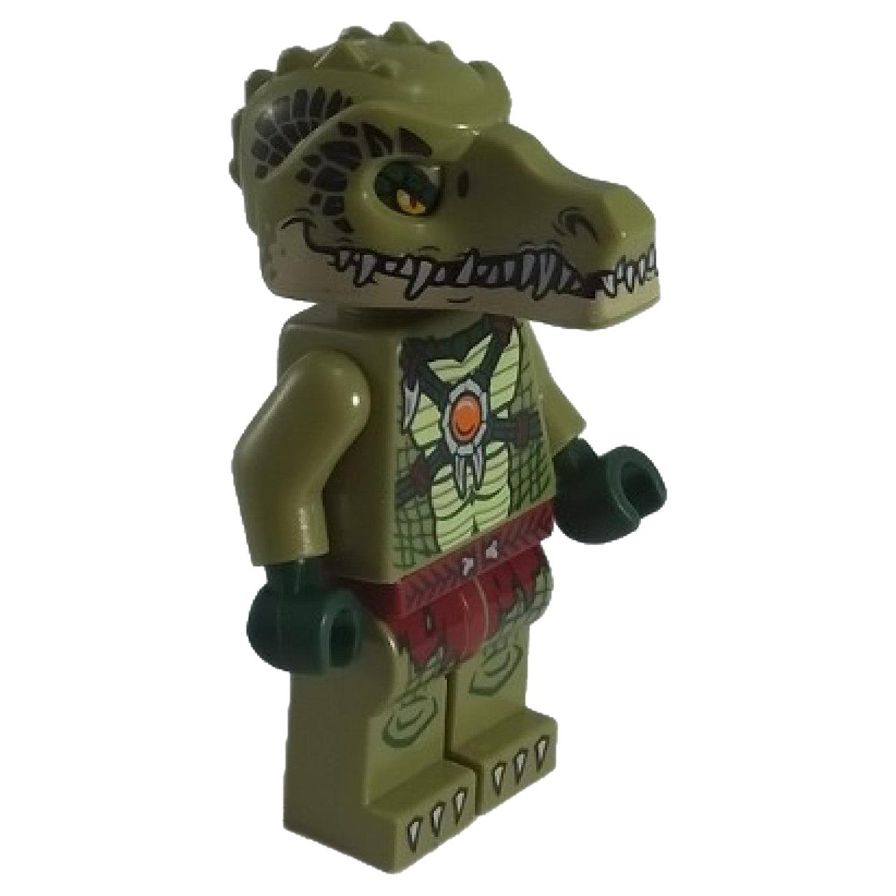 LEGO Minifigure Crocodile Warrior 1 in detailed armor with tail and weapon accessory - loc122