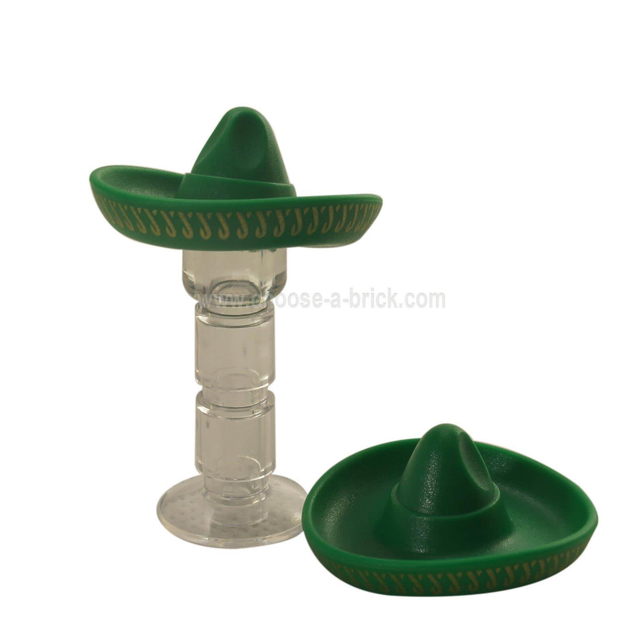 Green Minifigure, Headgear Hat, Mexican Sombrero with Gold Trim Pattern