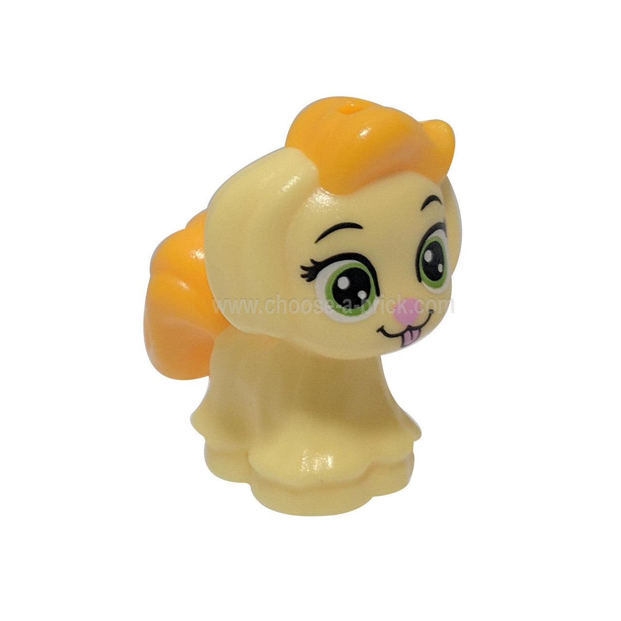 Bright Light Yellow Dog, Whisker Haven Tales, Rapunzel's Puppy with Bright Light Orange Bangs and Tail, Lime Eyes and Bright Pink Nose and Tongue Pattern Daisy