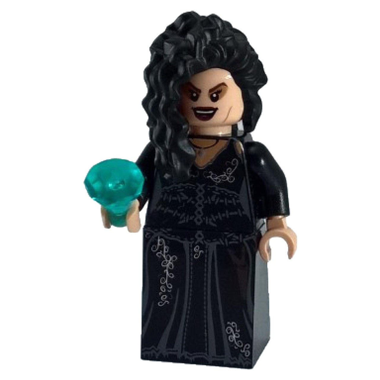 LEGO Minifigure Bellatrix Lestrange, Printed Black Dress, Long Black Hair - hp092