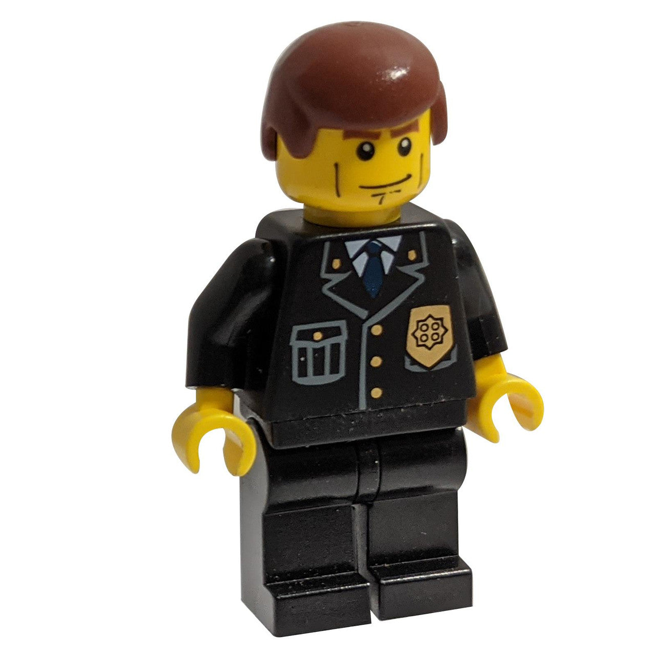 Police - City Suit with Blue Tie and Badge, Black Legs, Vertical Cheek Lines, Reddish Brown Hair