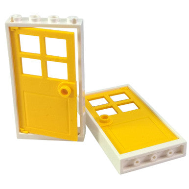 2 NEUE LEGO® Türrahmen 1 x 4 x 6 Typ 2 Weiß mit Gelber Tür 