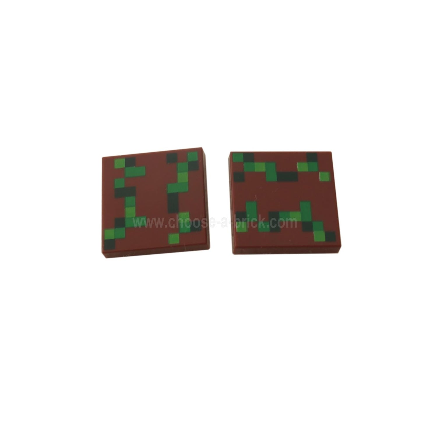 LEGO® Minecraft™ Tile 2 x 2 with pixelated bright green, green, and dark green pattern.