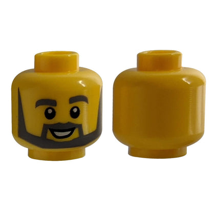 LEGO Part Angular Beard and Thin Pointed Sideburns Pattern - Front View.