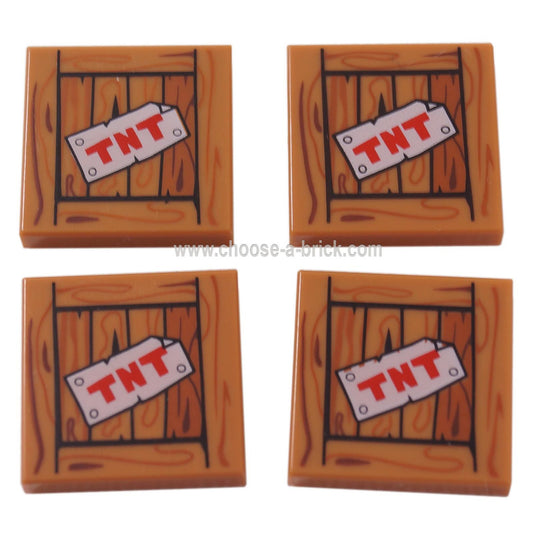 LEGO Parts - Medium Dark Flesh Tile 2 x 2 with 'TNT' on Wood Grain Pattern