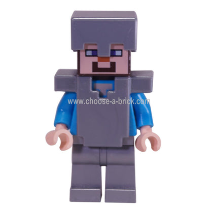 LEGO Minifigure -  Steve - Flat Silver Helmet, Armor and Legs