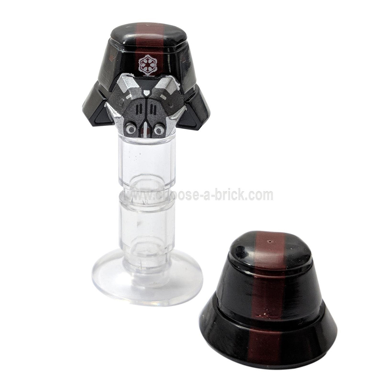 Black Minifigure, Headgear Helmet SW Sith Trooper with Red Stripe Wide, Breathing Mask and Imperial Logo Pattern